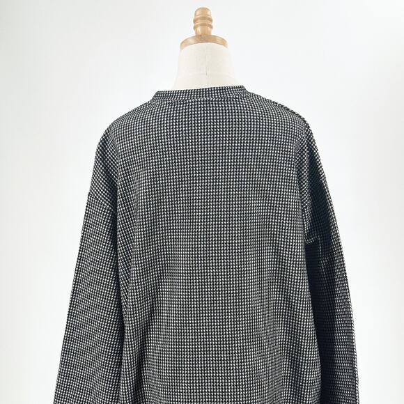 6397 Women Oversized Houndstooth Mini Shirt Dress XS Modern Lagenlook Minimalist - Picture 5 of 7
